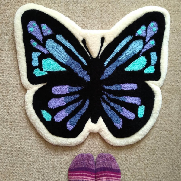 Butterfly Handmade Rug by Artist Loren